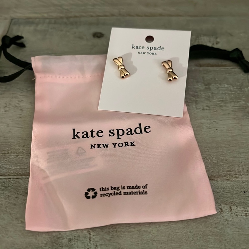 NWT Kate Spade rose gold bow earrings
